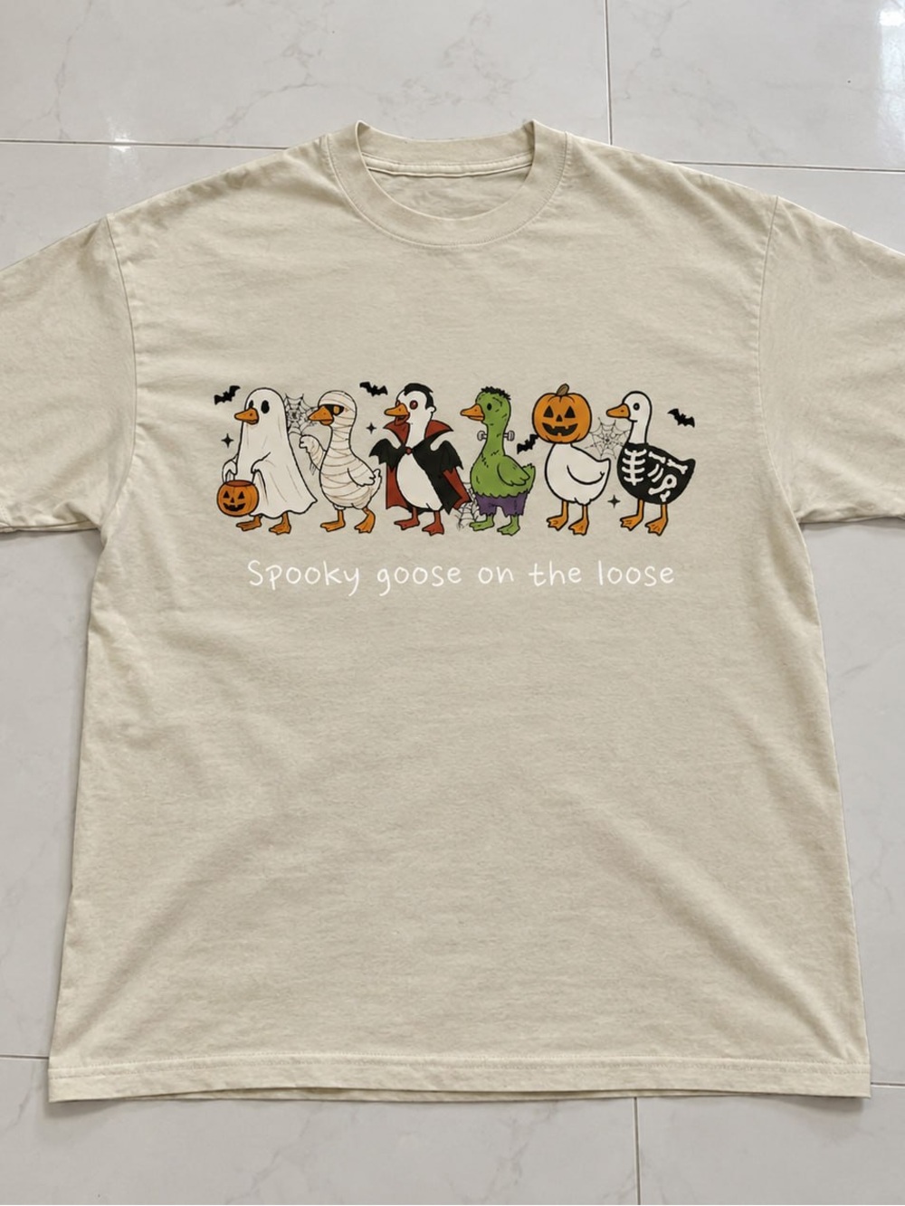 Halloween Goose Costume Gildan Cream Graphic Tee